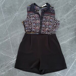 BCBGeneration Black and Multicolor Mini Rompers
